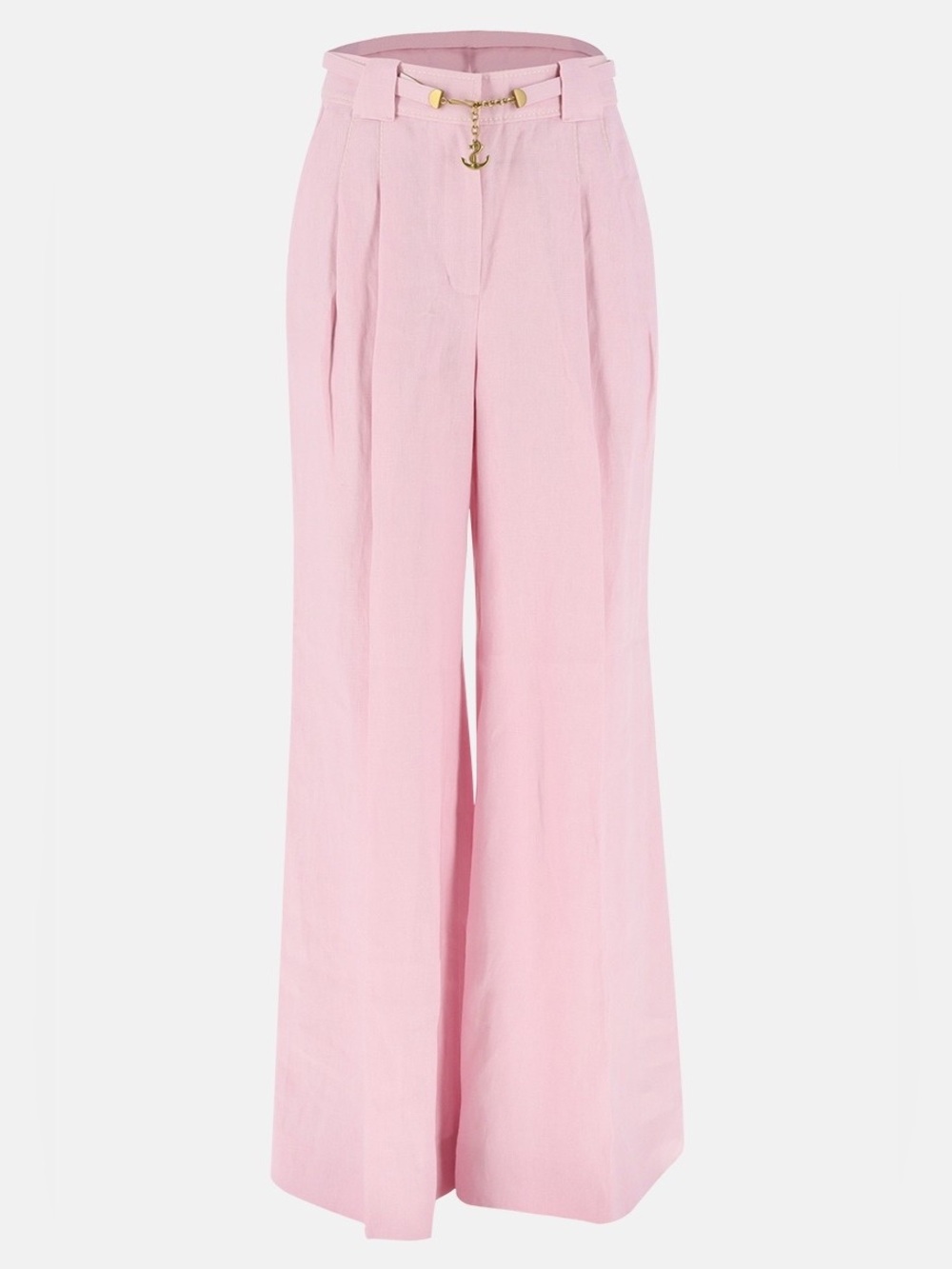 Zimmermann Pink Linen Wide Leg Sailor Pants Anchor Hardware Size 2 (US12)Altered